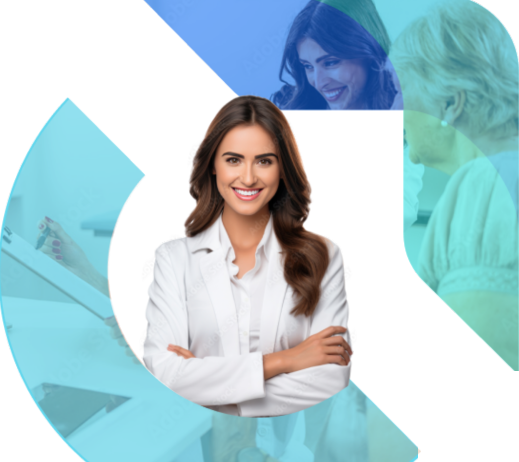 image of a woman with Optimized RX small logo in the background